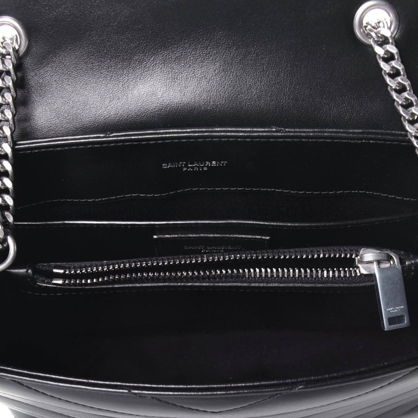 Calfskin Y Quilted Monogram Small Loulou Chain Satchel Black