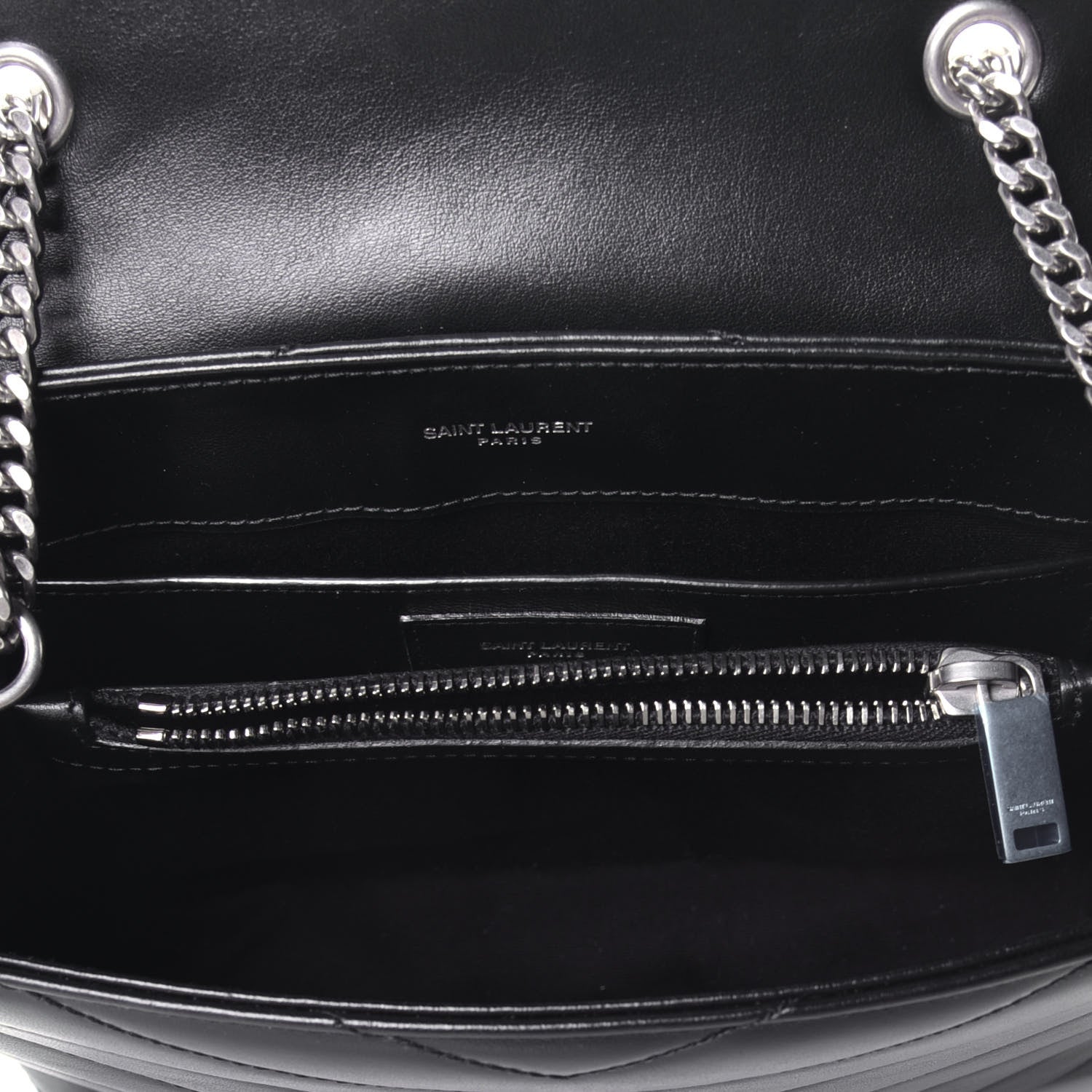 Saint Laurent Calfskin Y Quilted Monogram Small Loulou Chain Satchel Black 5 of 8