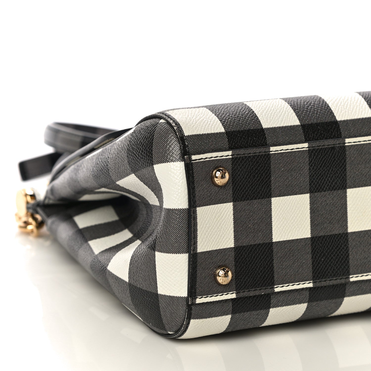 Dolce & Gabbana Dauphine Print Checker Medium Miss Sicily Satchel Black White 8 of 18