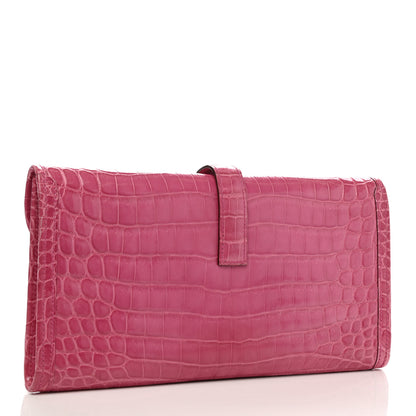 Hermes Shiny Niloticus Crocodile Jige Elan 29 Clutch Rose Tyrien 3 of 7