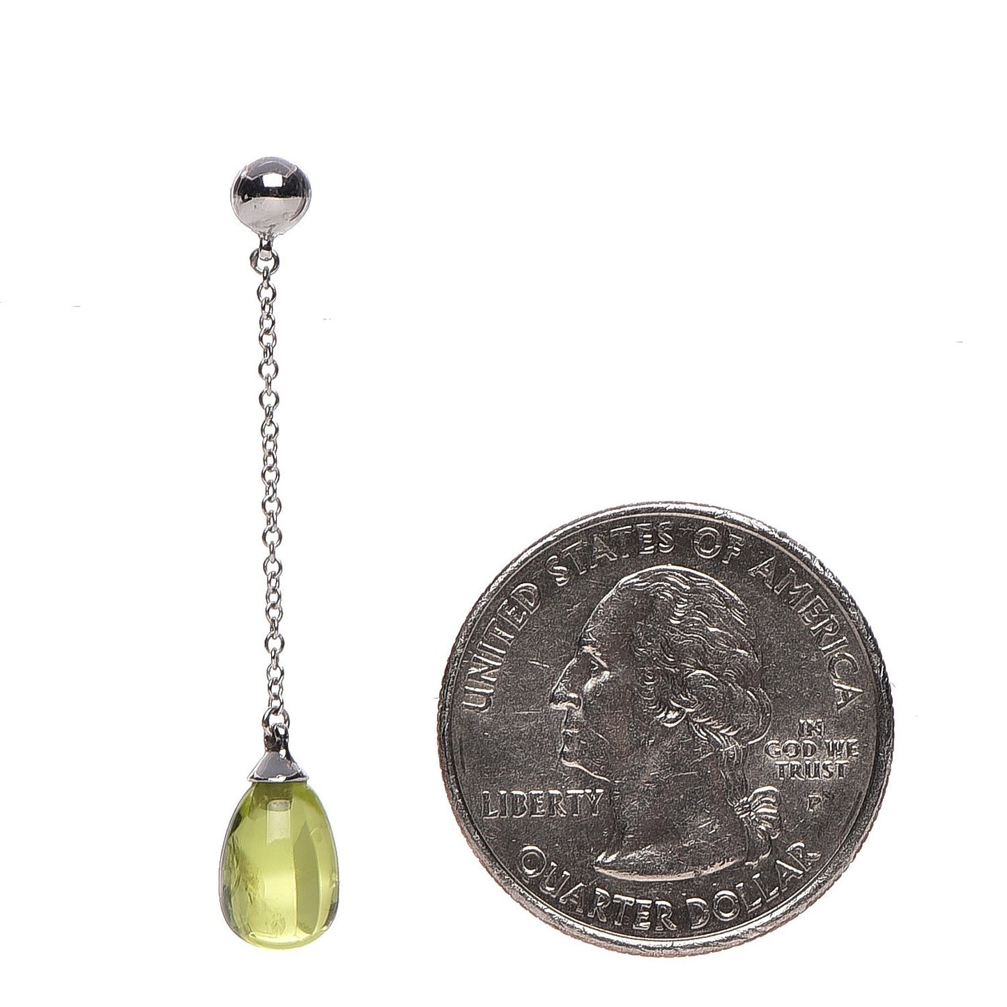 18K White Gold Peridot Drop Earrings