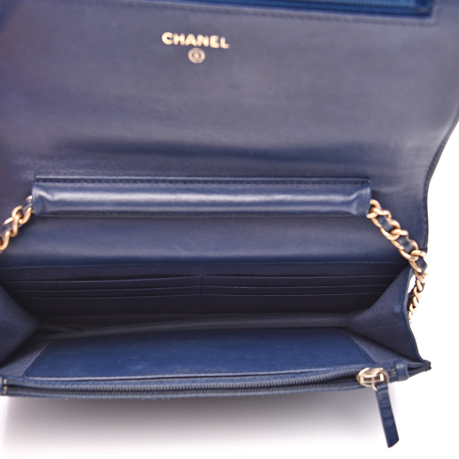 Chanel Lambskin Quilted Boy Wallet On Chain WOC Navy Blue 5 of 14