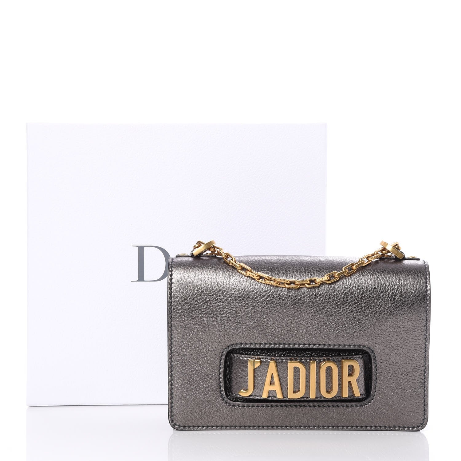 Christian Dior Metallic Grained Calfskin J'Adior Chain Flap Bag Gunmetal 7 of 7