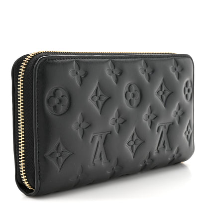 Louis Vuitton Lambskin Embossed Monogram Coussin Zippy Wallet Black 3 of 9