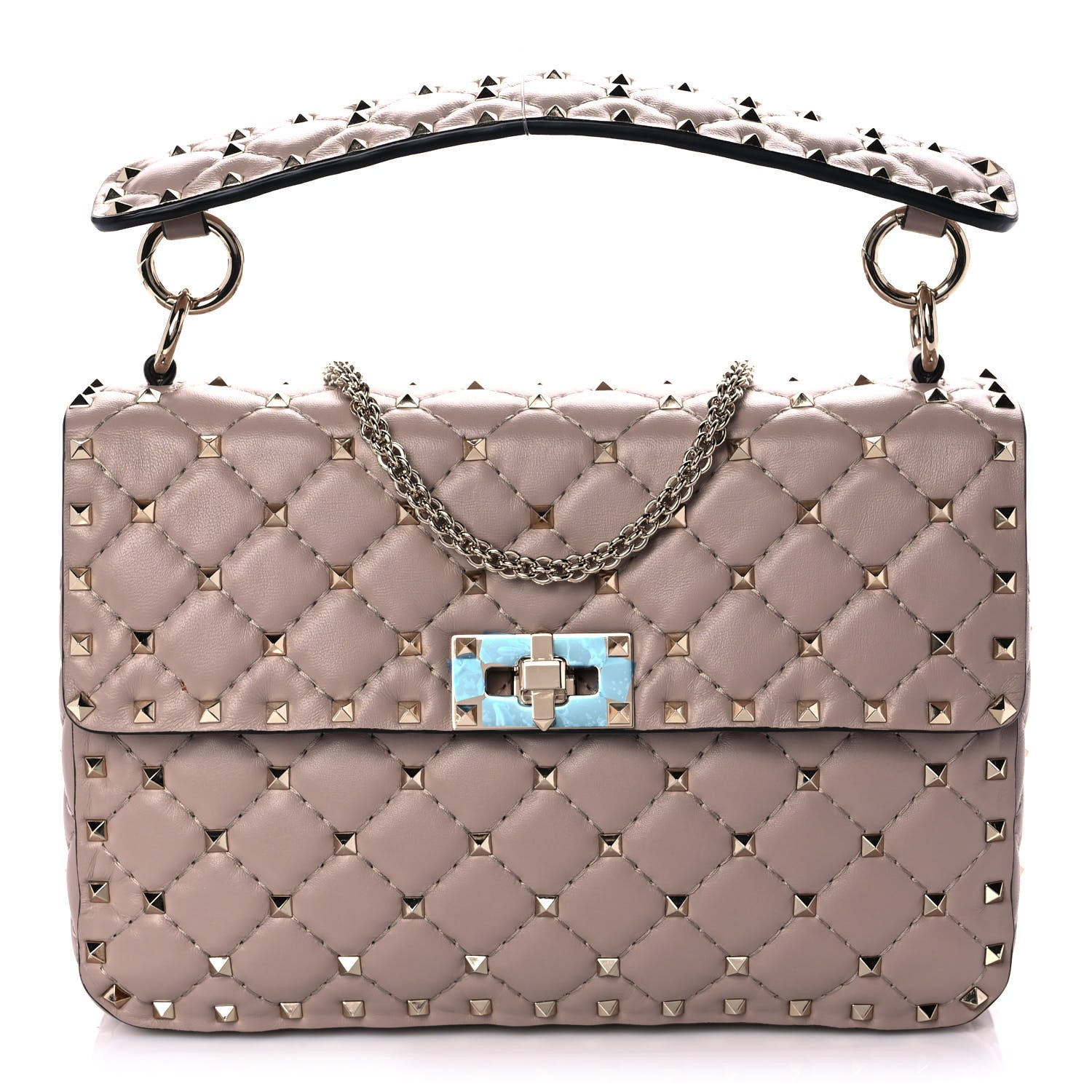 Valentino Garavani Lambskin Medium Rockstud Spike Shoulder Bag Poudre 1 of 11