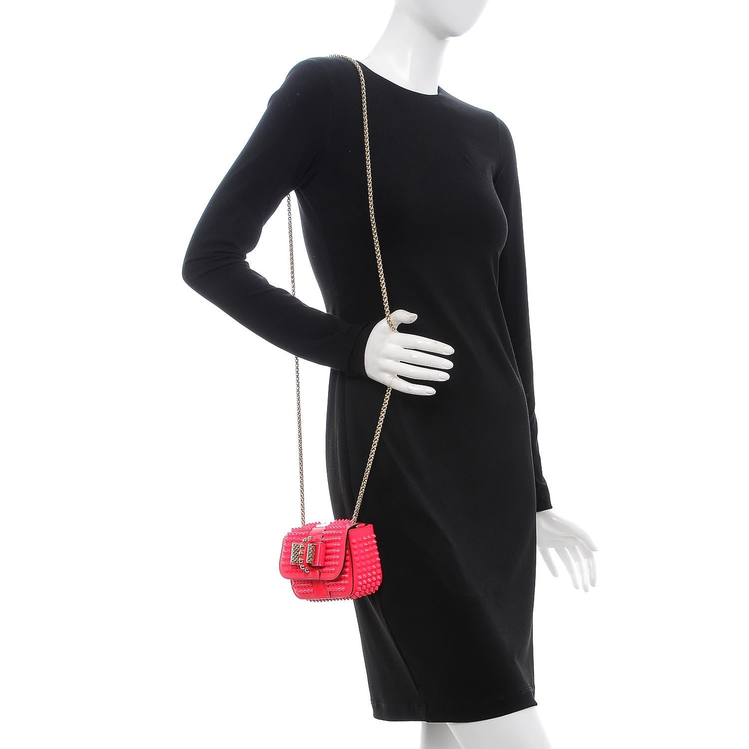 Christian Louboutin Patent Spiked Sweety Charity Crossbody Bag Neon Pink 2 of 9