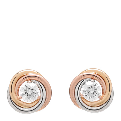 Cartier 18K Pink Yellow White Gold Diamond .36ctw Trinity De Cartier Stud Earrings 1 of 5