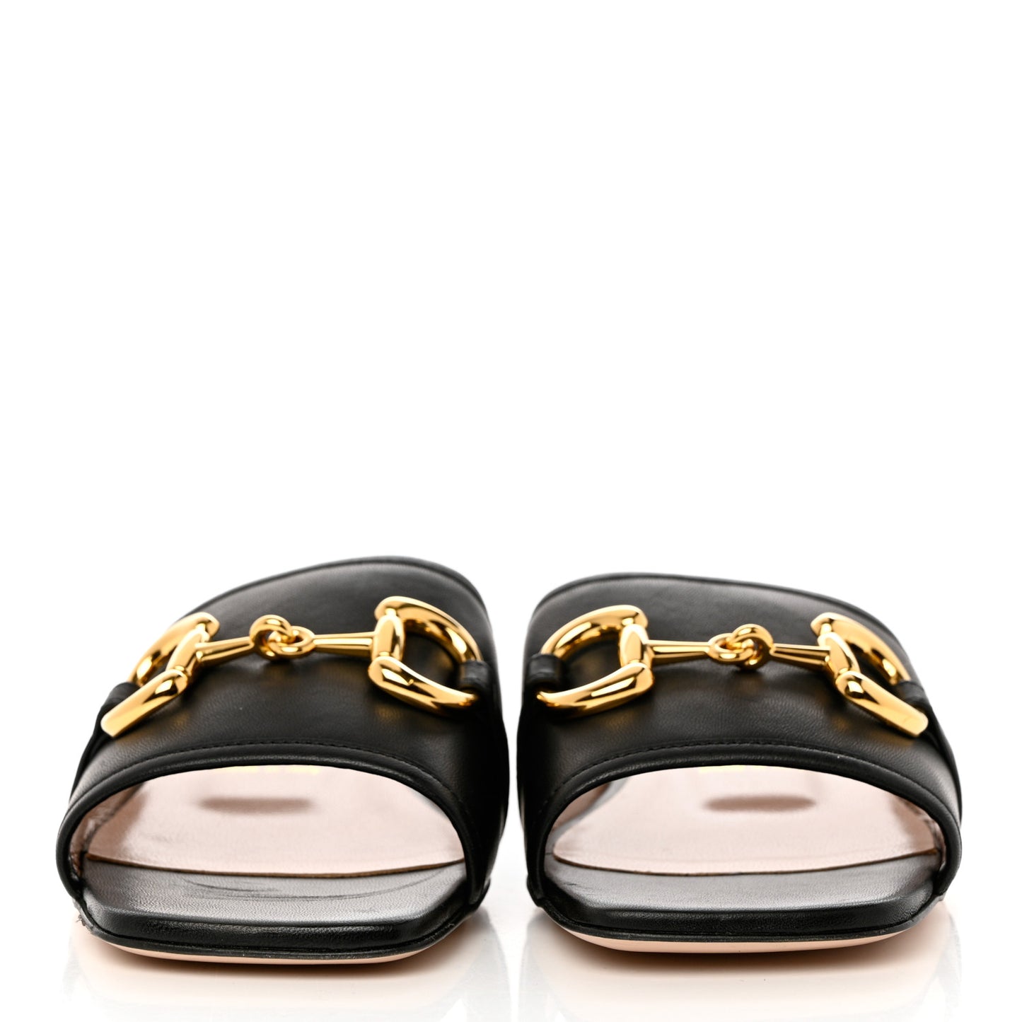 Nappa Horsebit Flat Slide Sandals 38.5 Black