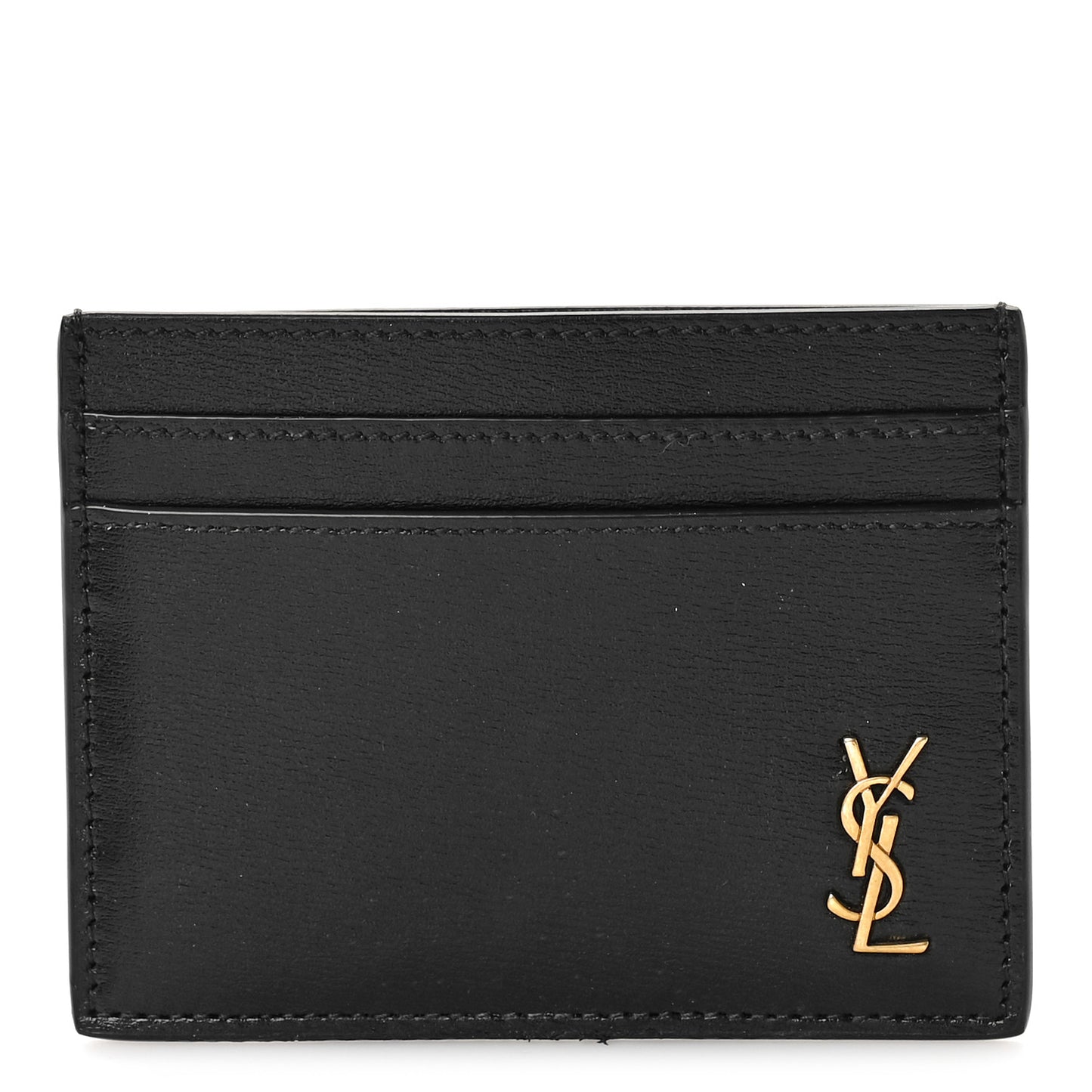 Calfskin Tiny Cassandre Credit Card Case Black