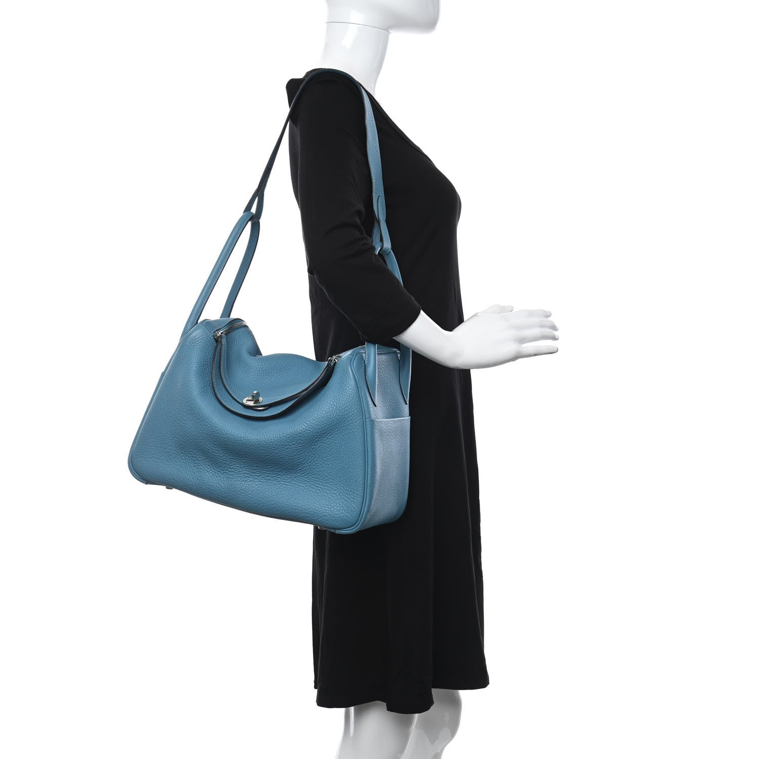 Hermes Taurillon Clemence Lindy 34 Turquoise 2 of 14