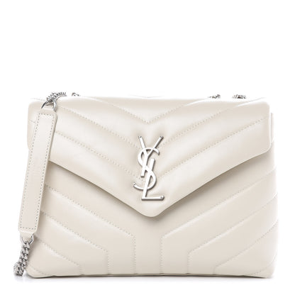 Saint Laurent Calfskin Y Quilted Monogram Small Loulou Chain Satchel Ivory 1 of 11