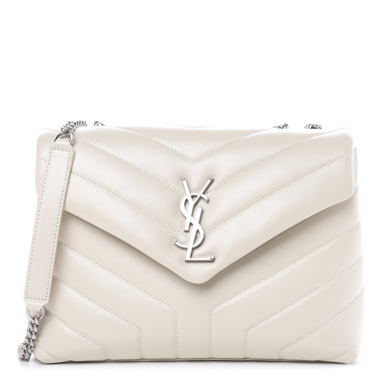 Saint Laurent Calfskin Y Quilted Monogram Small Loulou Chain Satchel Ivory 1 of 11