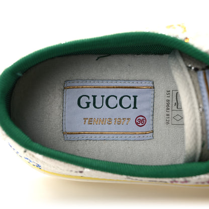 Gucci Canvas Lame Crystal GG Monogram Womens 1977 Tennis Sneakers 36 Gardenia Silver Mystic White 7 of 8
