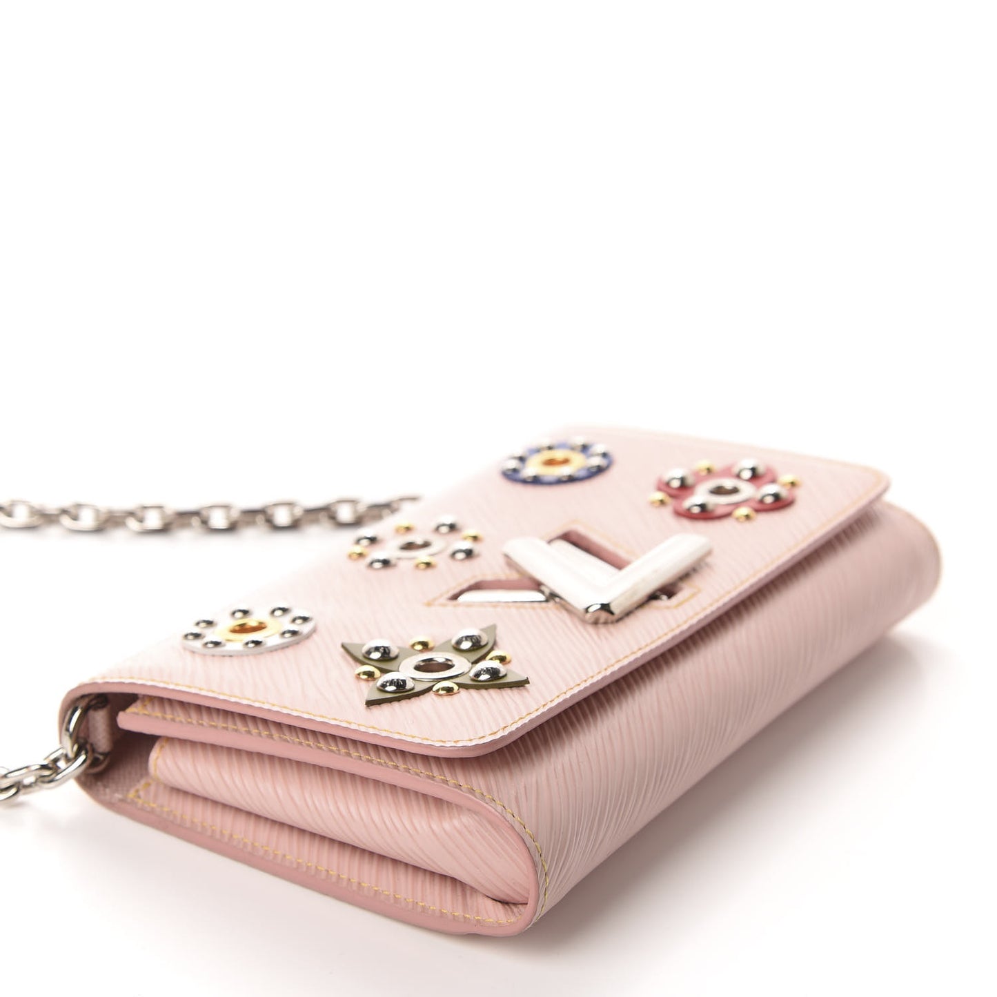 Epi Mechanical Flowers Twist Chain Wallet Rose Ballerine