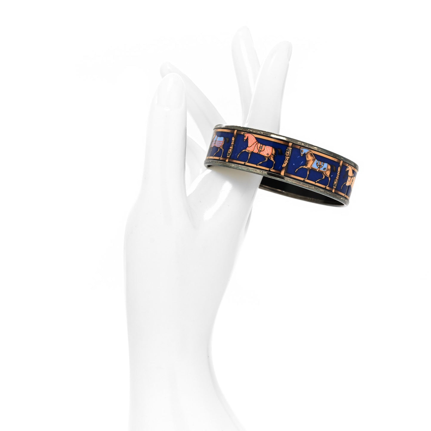 Enamel Printed Horse Riding Motif Wide Bracelet 65