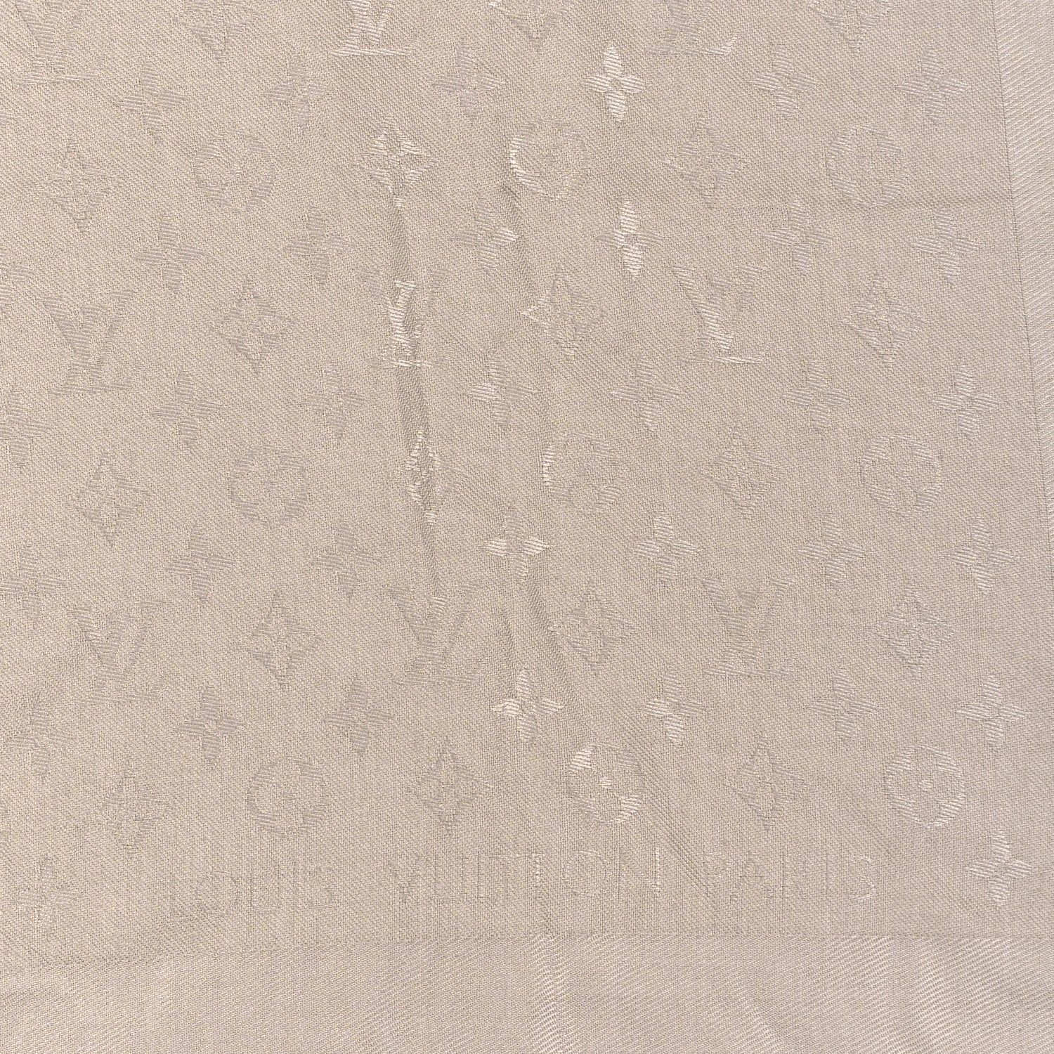 Louis Vuitton Silk Wool Monogram Shawl Greige 2 of 3