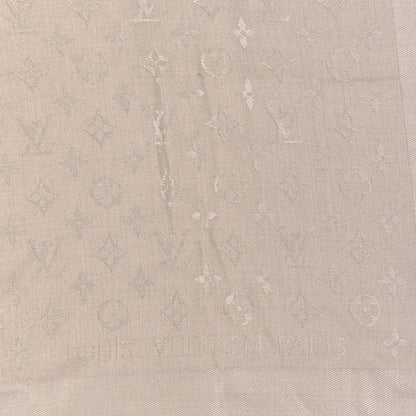 Louis Vuitton Silk Wool Monogram Shawl Greige 2 of 3
