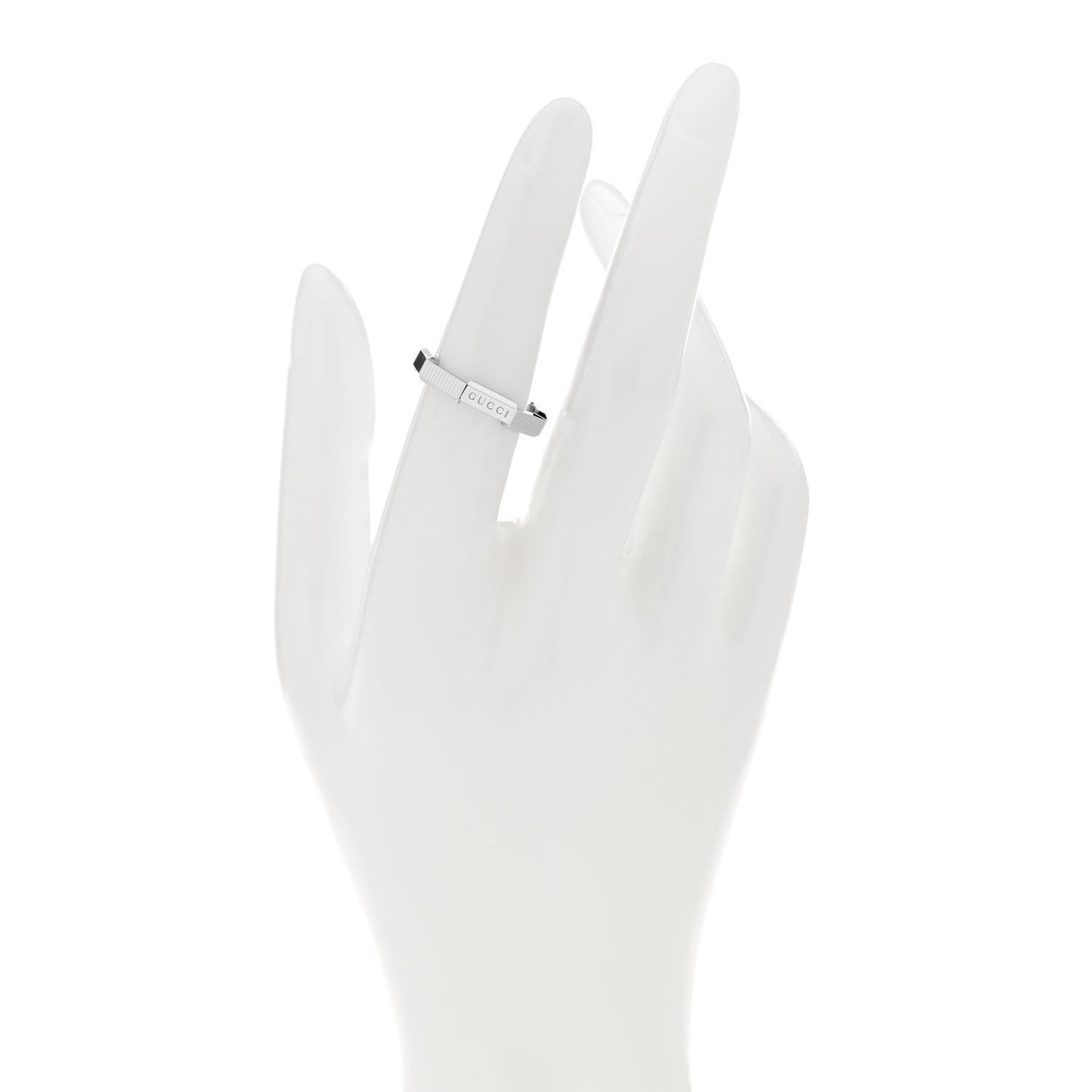 18K White Gold 4mm Link To Love Striped Ring 53 6.25