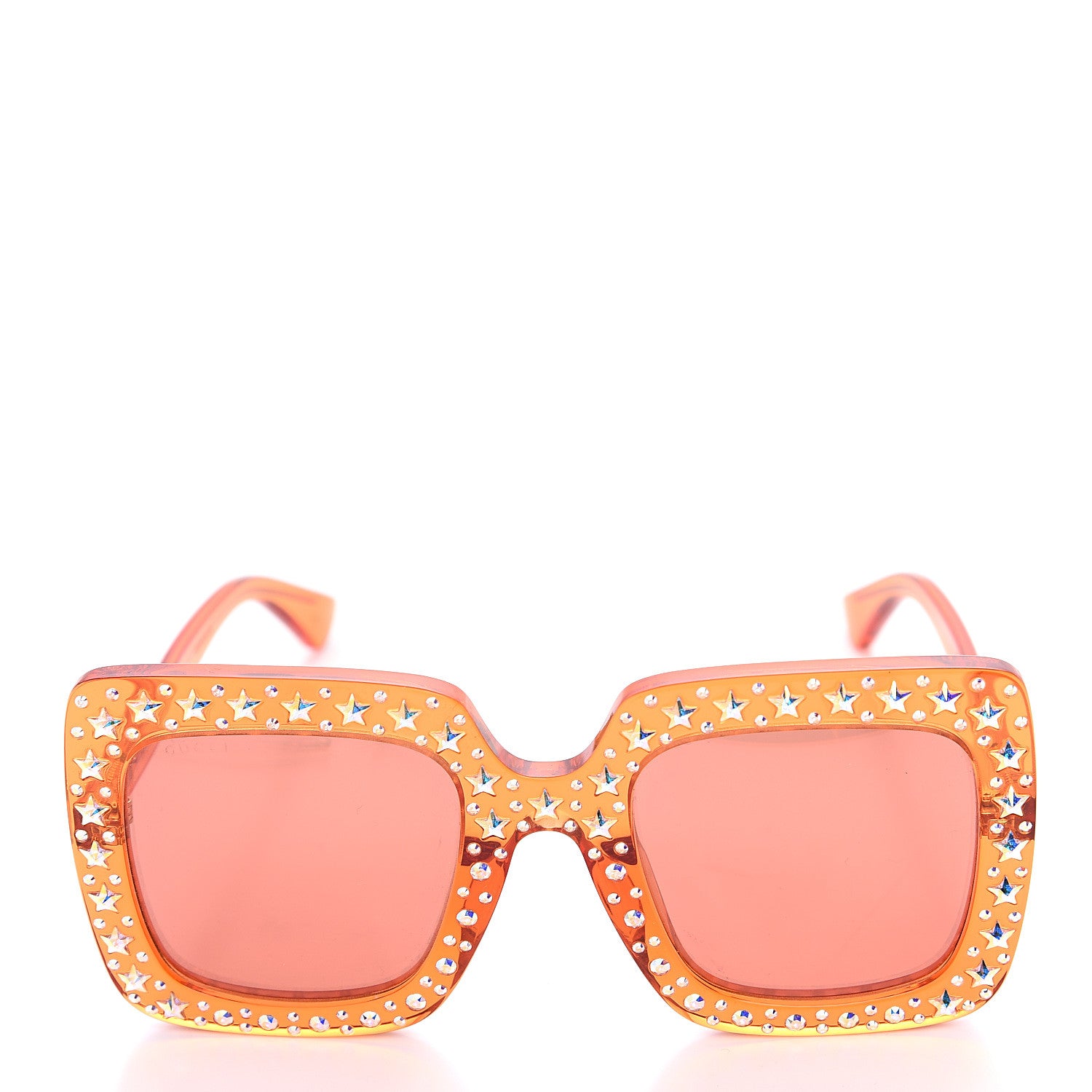 Gucci Acetate Crystal Oversize Sunglasses GG0148S Orange 3 of 6