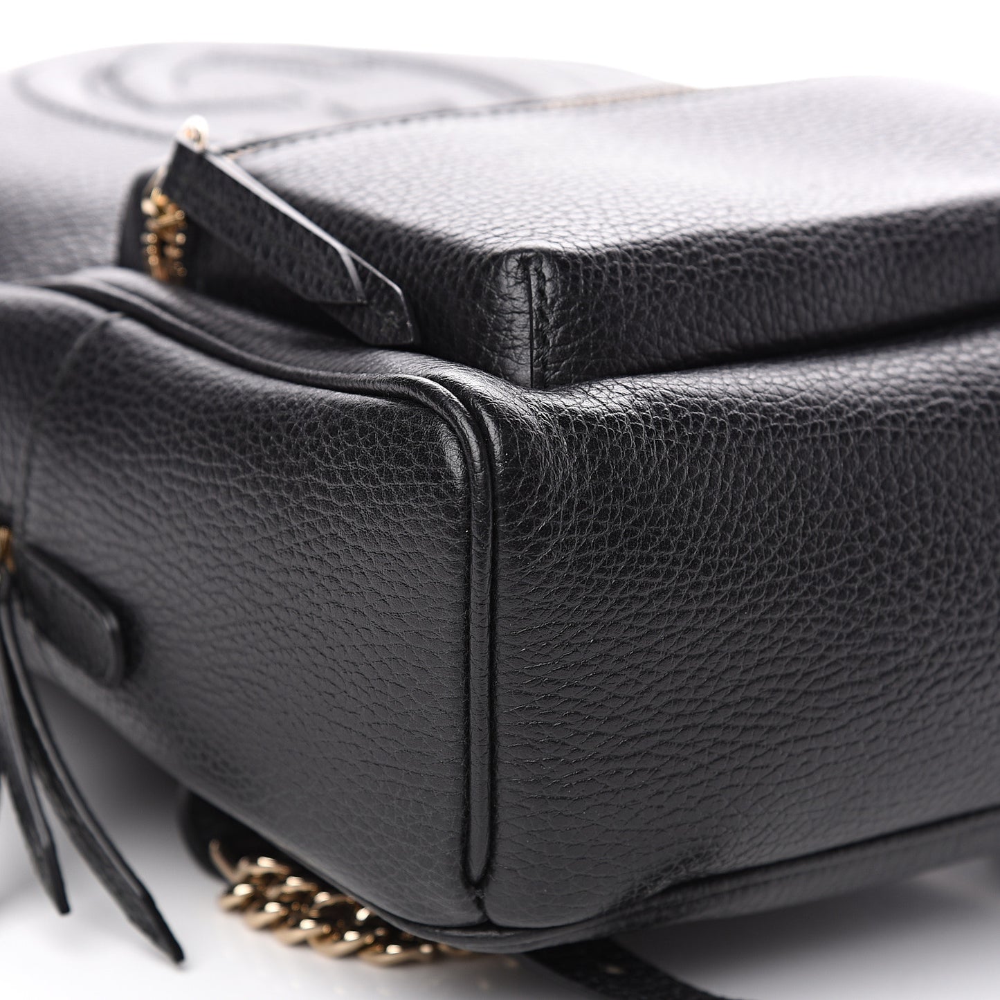 Pebbled Calfskin Soho Chain Backpack Black