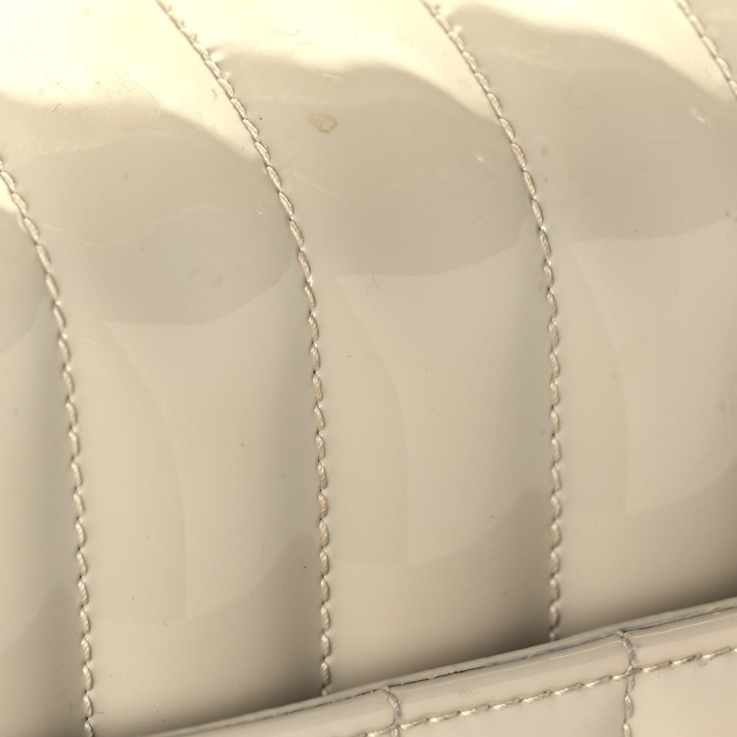 Patent Matelasse Monogram Large Vicky Chain Bag White