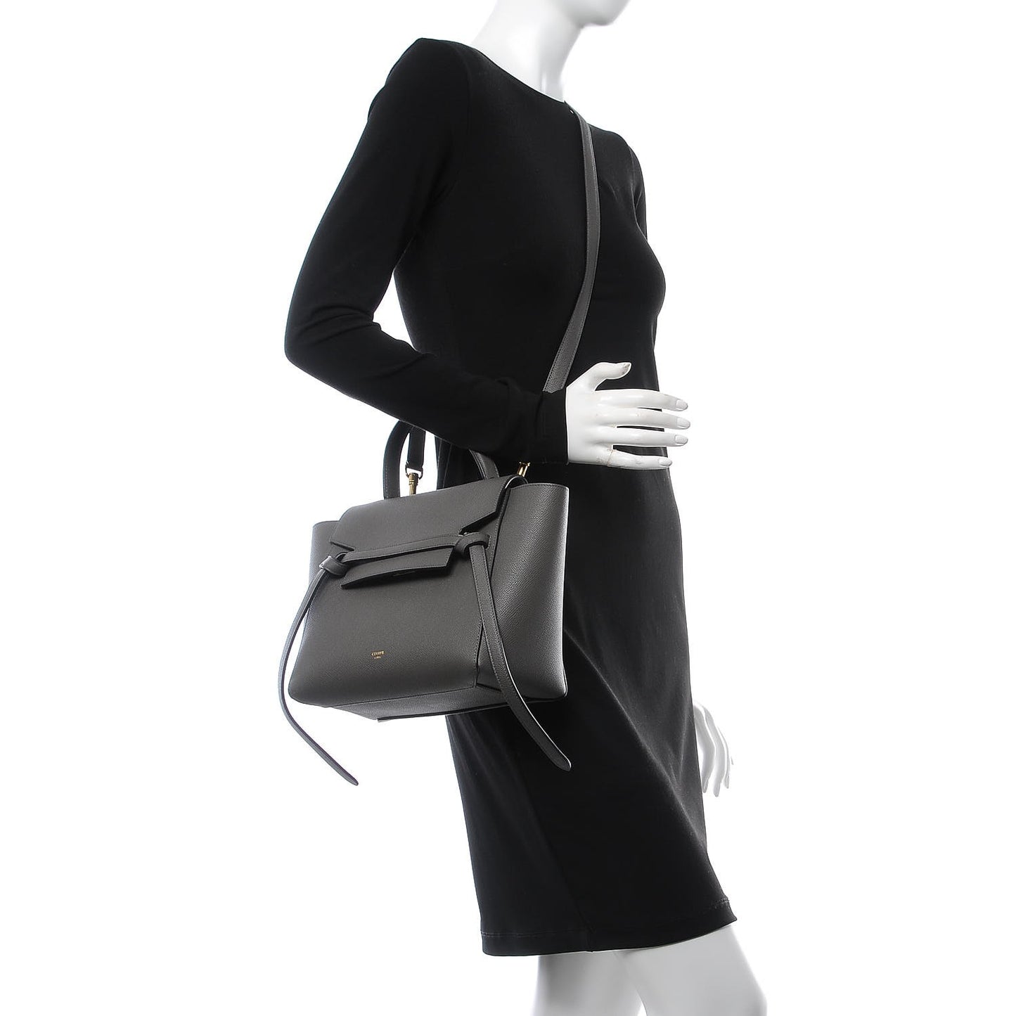 Baby Grained Calfskin Micro Belt Bag Grey