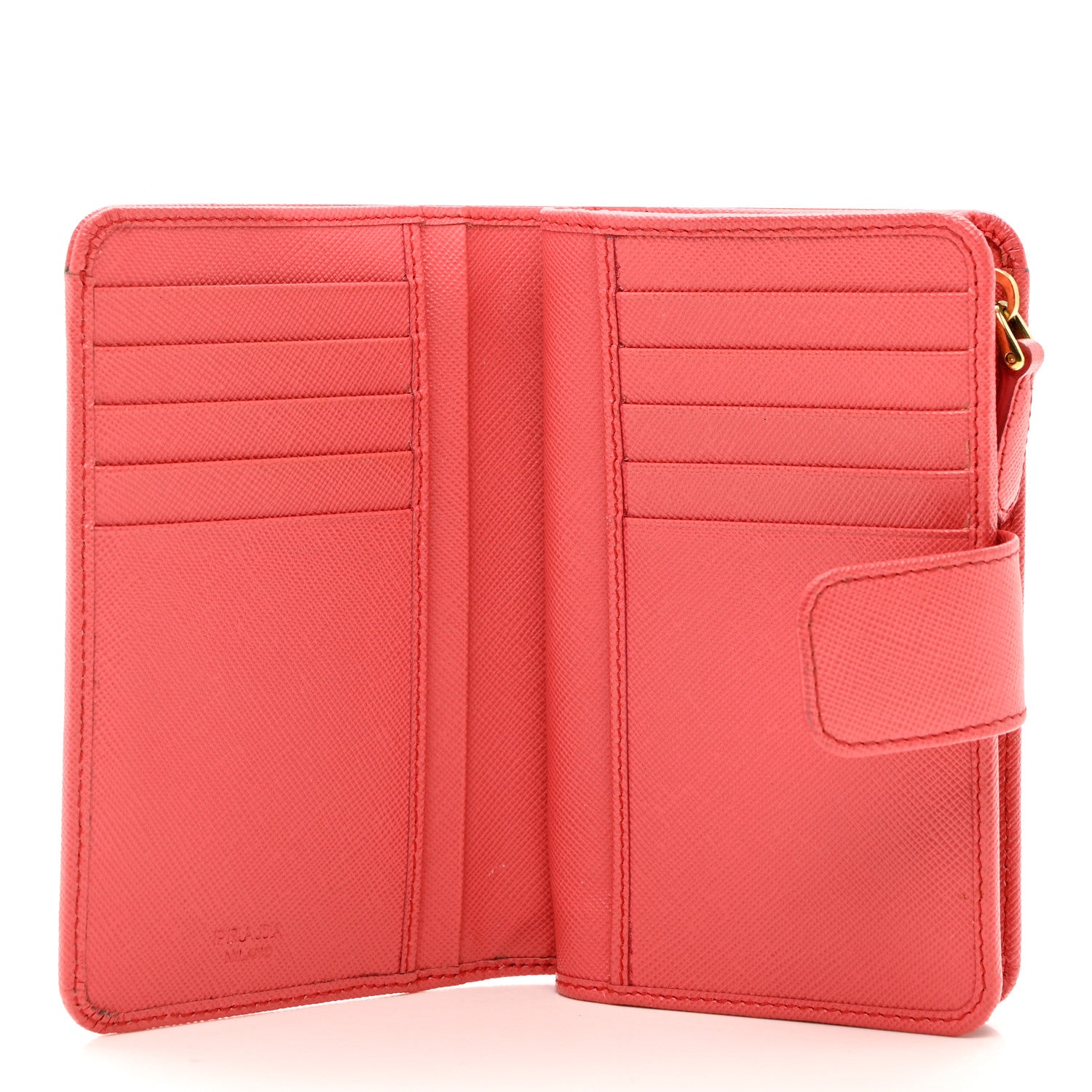 Prada Saffiano Metal Compact Wallet Rubinho 6 of 7