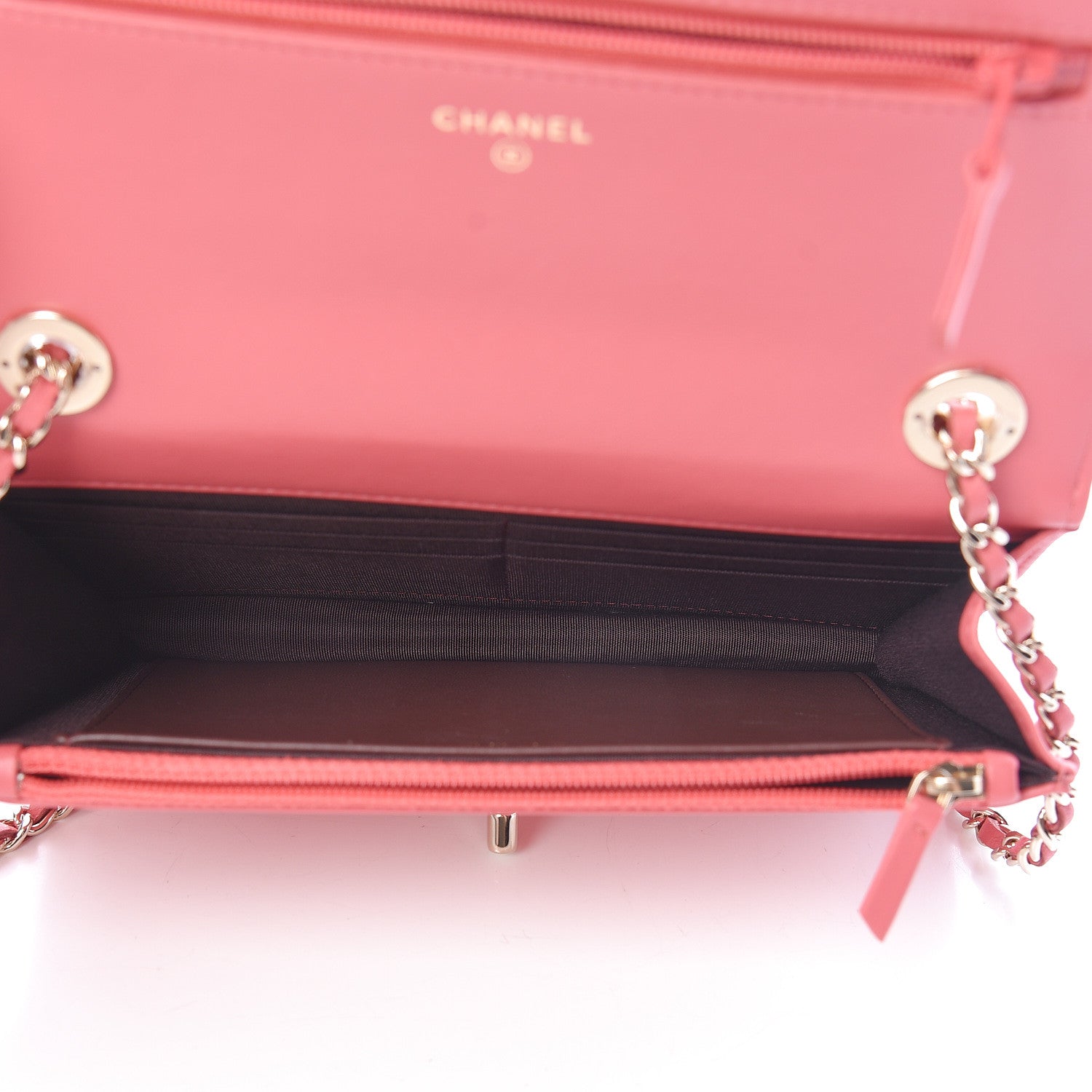Chanel Lambskin Quilted Trendy CC Wallet On Chain WOC Bright Pink 5 of 12
