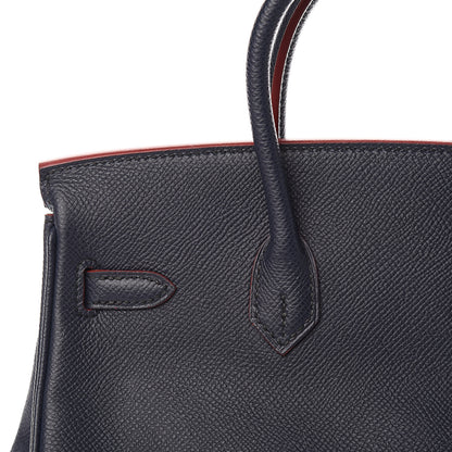 Hermes Epsom Contour Birkin 25 Bleu Indigo Rouge H 30 of 34