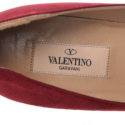 Valentino Garavani Suede Rockstud Cap Toe Platform Pumps 40 Red Gold 8 of 20