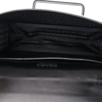 Prada City Calf Plex Ribbon Bag Black Rosa 5 of 9