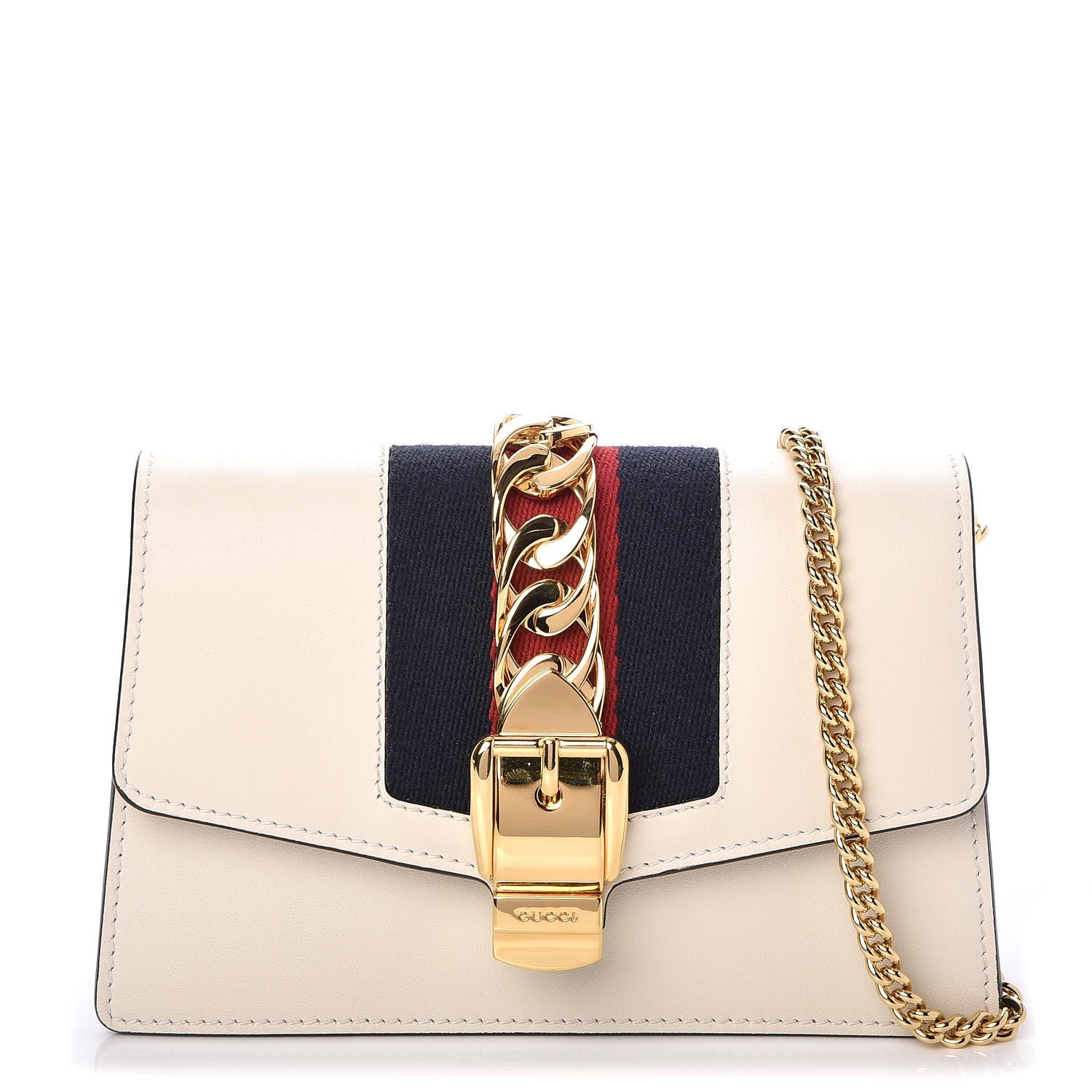 Gucci Calfskin Super Mini Sylvie Chain Shoulder Bag White 1 of 8