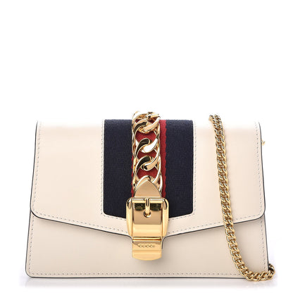 Gucci Calfskin Super Mini Sylvie Chain Shoulder Bag White 1 of 8