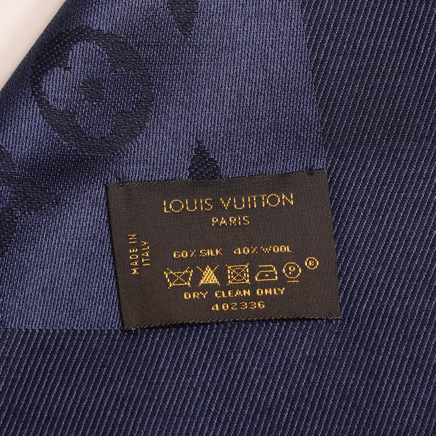 Louis Vuitton Wool Silk Monogram Shawl Blue Nuit 4 of 4