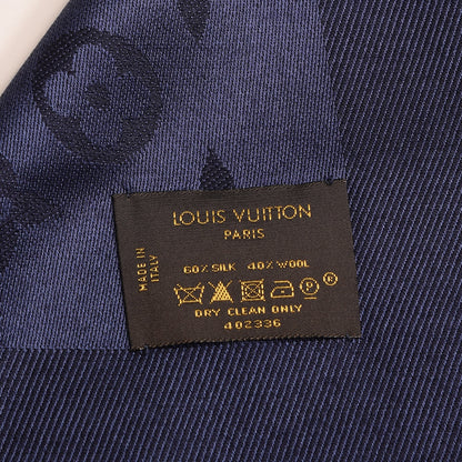 Louis Vuitton Wool Silk Monogram Shawl Blue Nuit 4 of 4