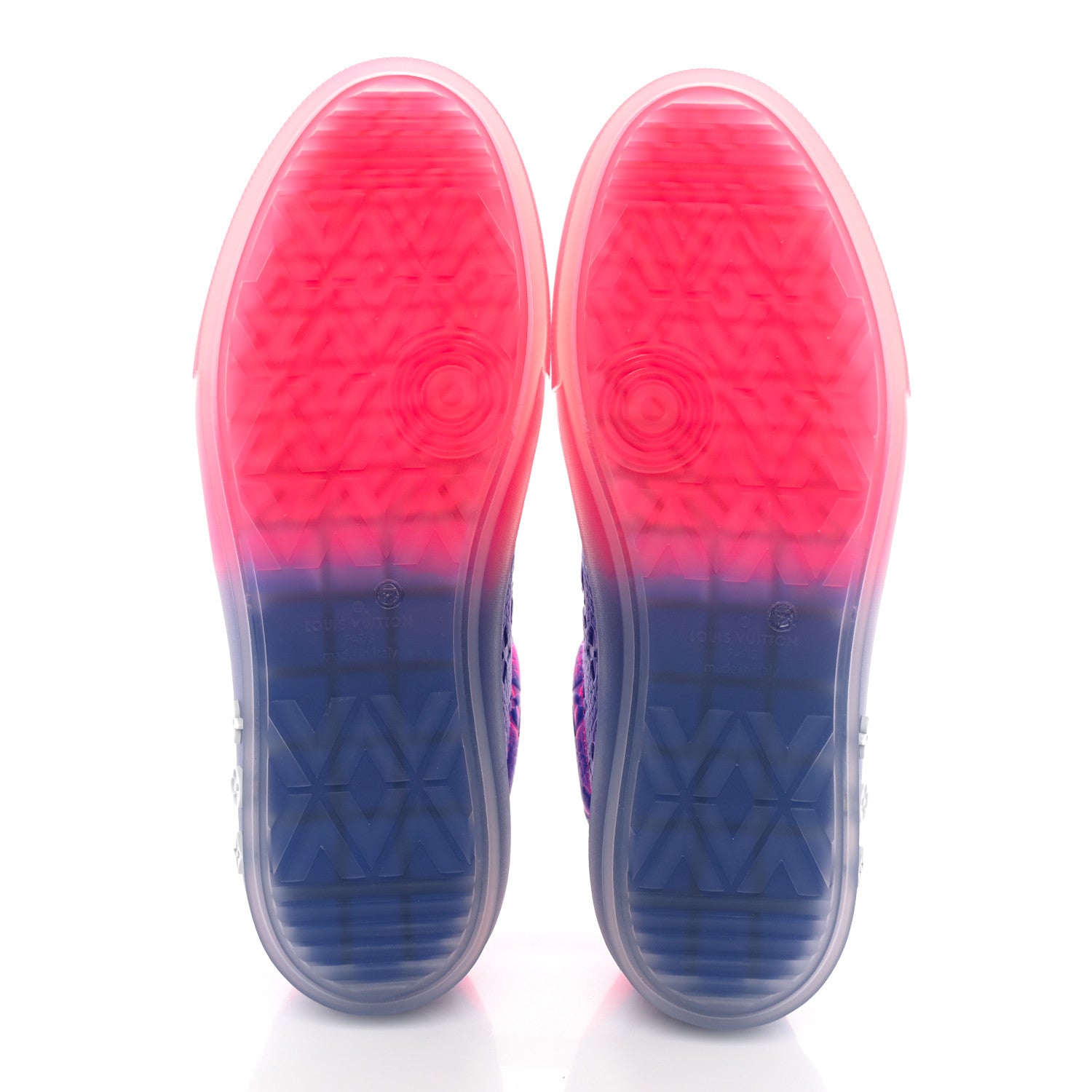 Louis Vuitton Grained Calfskin Embossed Monogram Tie Dye Mens LV Ollie Richelieu Sneakers 8 Pink 6 of 14