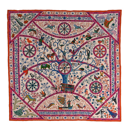 Hermes Cashmere Silk Peuple Du Vent Shawl 140 1 of 4