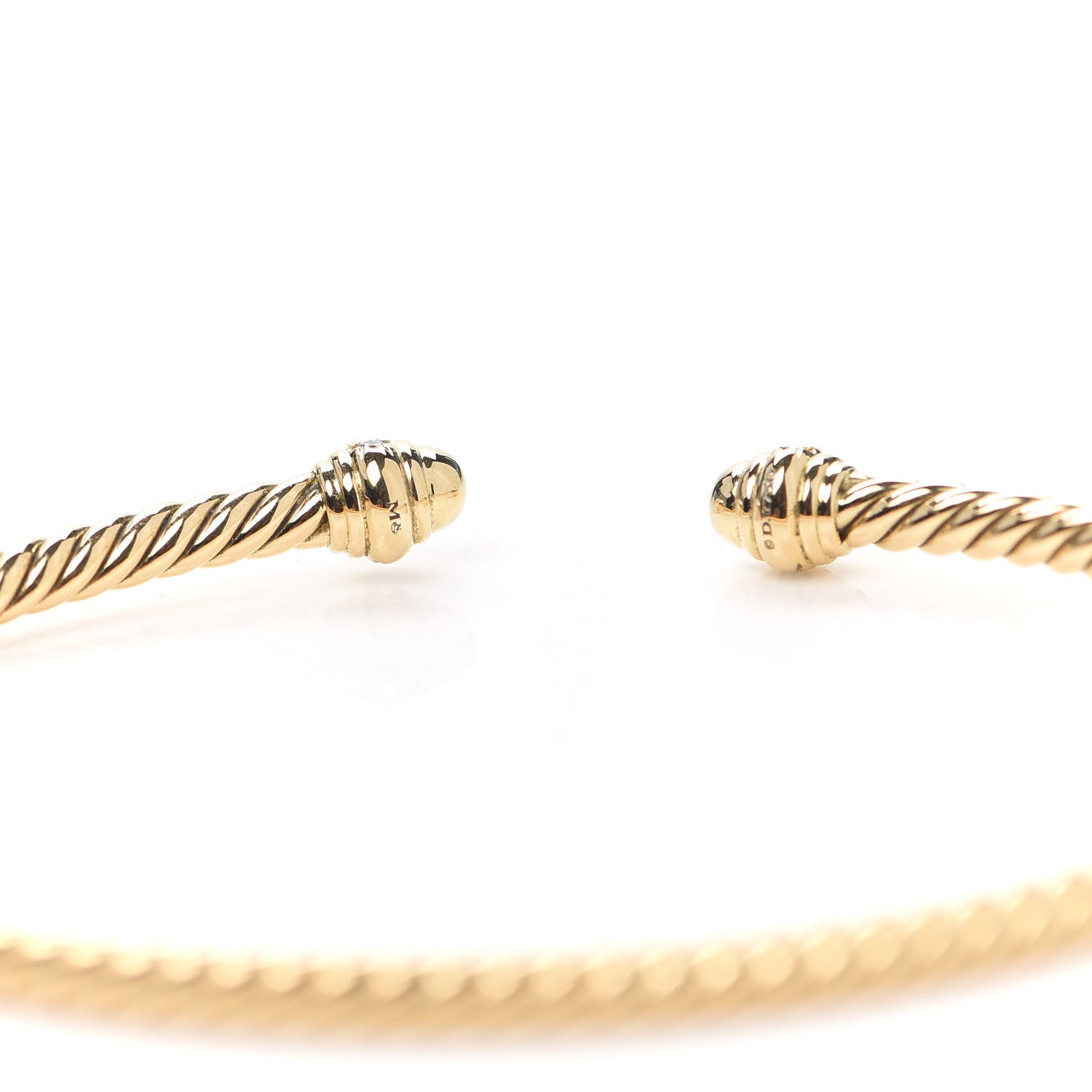 David Yurman 18K Yellow Gold Diamond 3mm Cablespira Bracelet 5 of 5