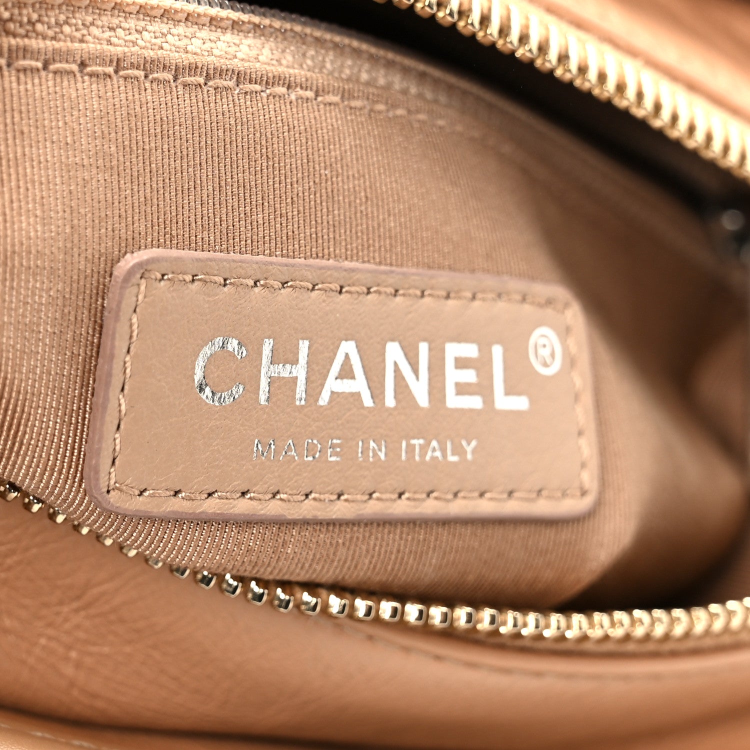 Chanel Aged Calfskin Chevron Quilted Small Gabrielle Hobo Beige