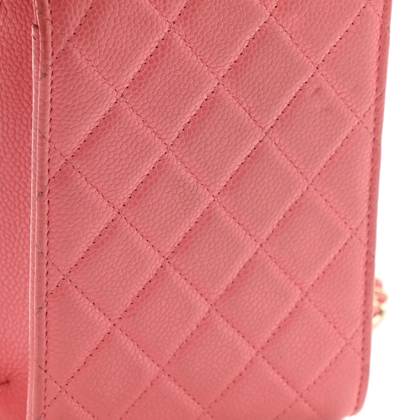 Caviar Quilted Golden Class Phone Holder Pink