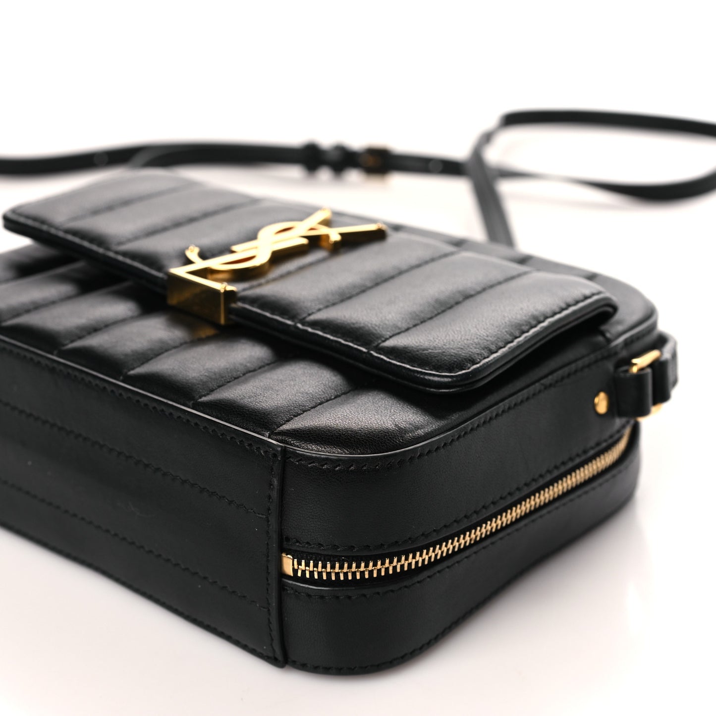 Lambskin Matelasse Monogram Vicky Camera Bag Black