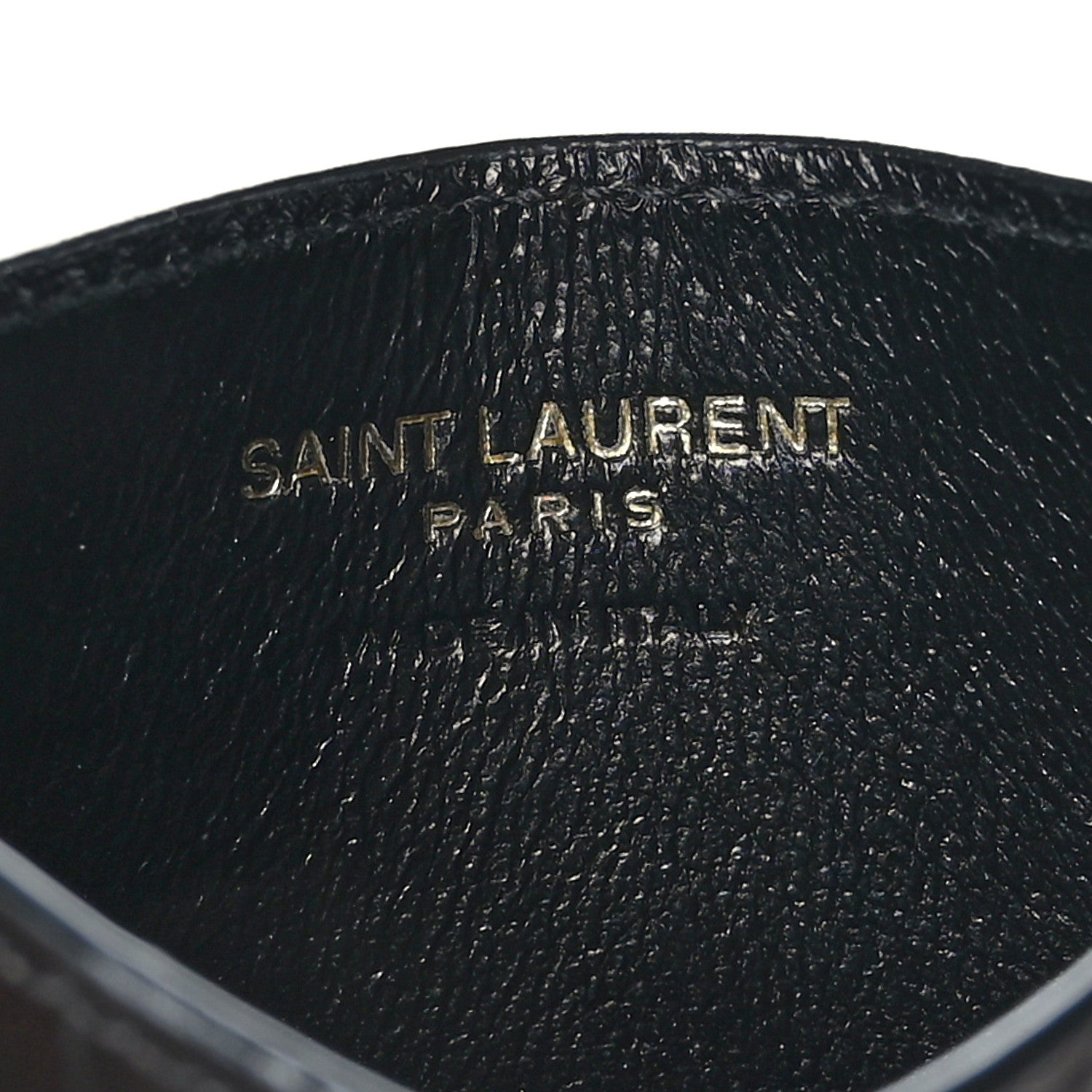 Saint Laurent Calfskin Crocodile Embossed Monogram Tiny Cassandra Credit Card Case Black 6 of 7