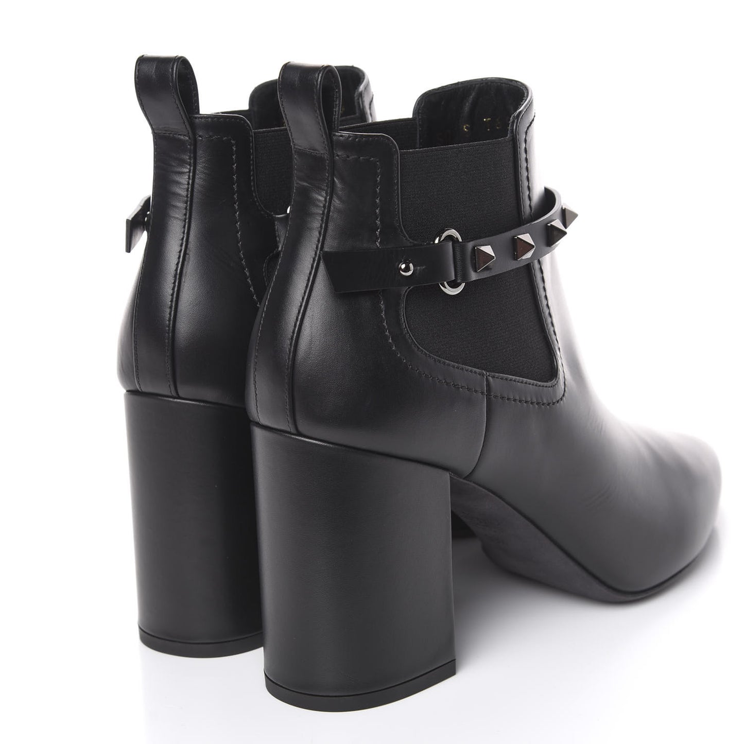 Calfskin Rockstud Chelsea 85mm Ankle Boots 39.5 Black