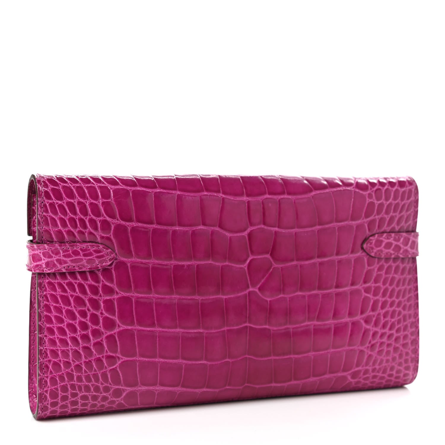 Hermes Shiny Alligator Kelly Longue Wallet Rose Scheherazade 3 of 9