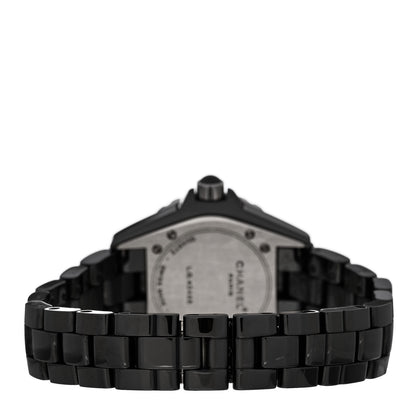 Chanel Stainless Steel Ceramic Diamond Pave Bezel 33mm J12 Quartz Watch Black 3 of 4