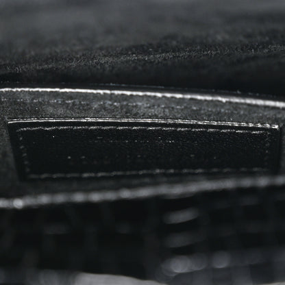 Saint Laurent Calfskin Crocodile Embossed Medium Monogram Sunset Black 7 of 10