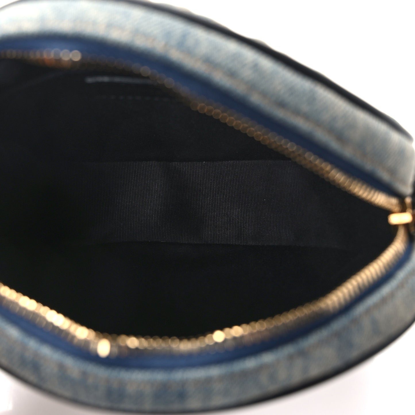 Denim Quilted Monogram Round Crossbody Bag Rodeo Blue