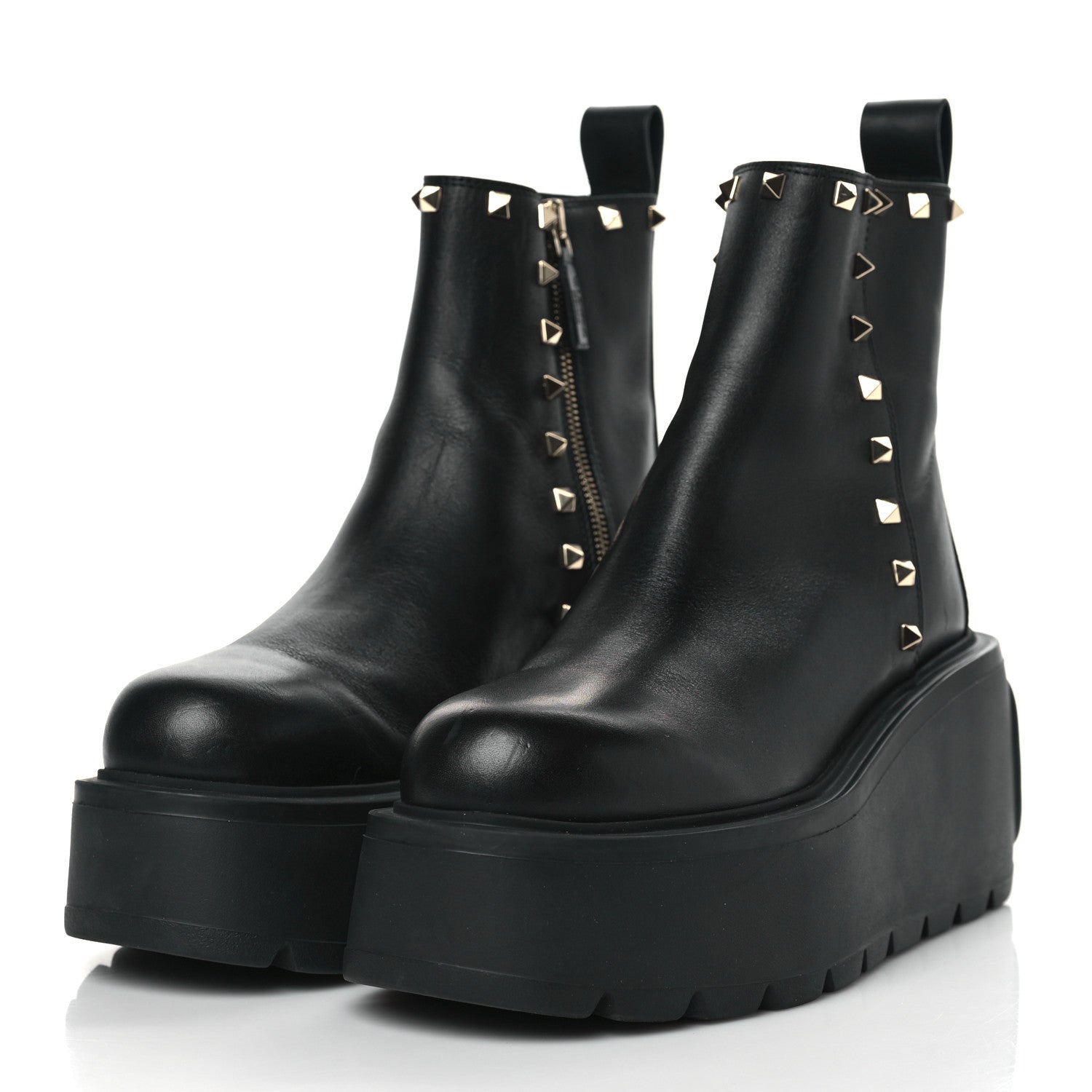 Valentino Garavani Calfskin Rockstud VLOGO Uniqueform Chelsea 55/85mm Flatform Ankle Boots 39 Black 3 of 9