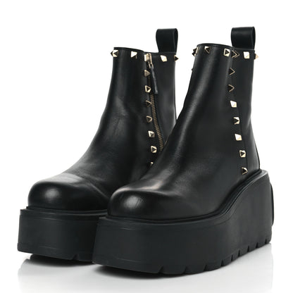 Valentino Garavani Calfskin Rockstud VLOGO Uniqueform Chelsea 55/85mm Flatform Ankle Boots 39 Black 3 of 9