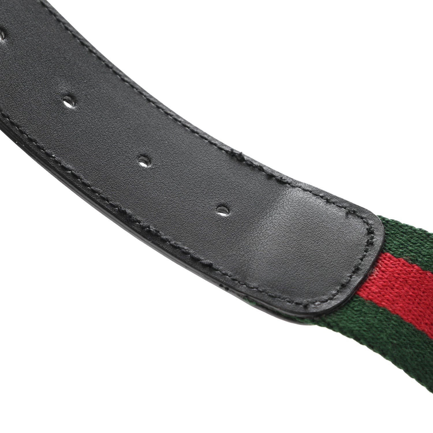Gucci Nylon Calfskin Double G Web 40mm Belt 85 34 Green Red Black 6 of 6